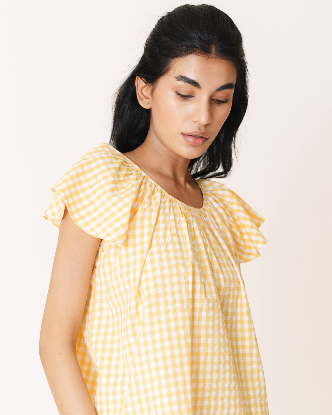 Sunwarm - Breeze Set <br> Women’s Cotton Gingham Ruffled Pajama Set