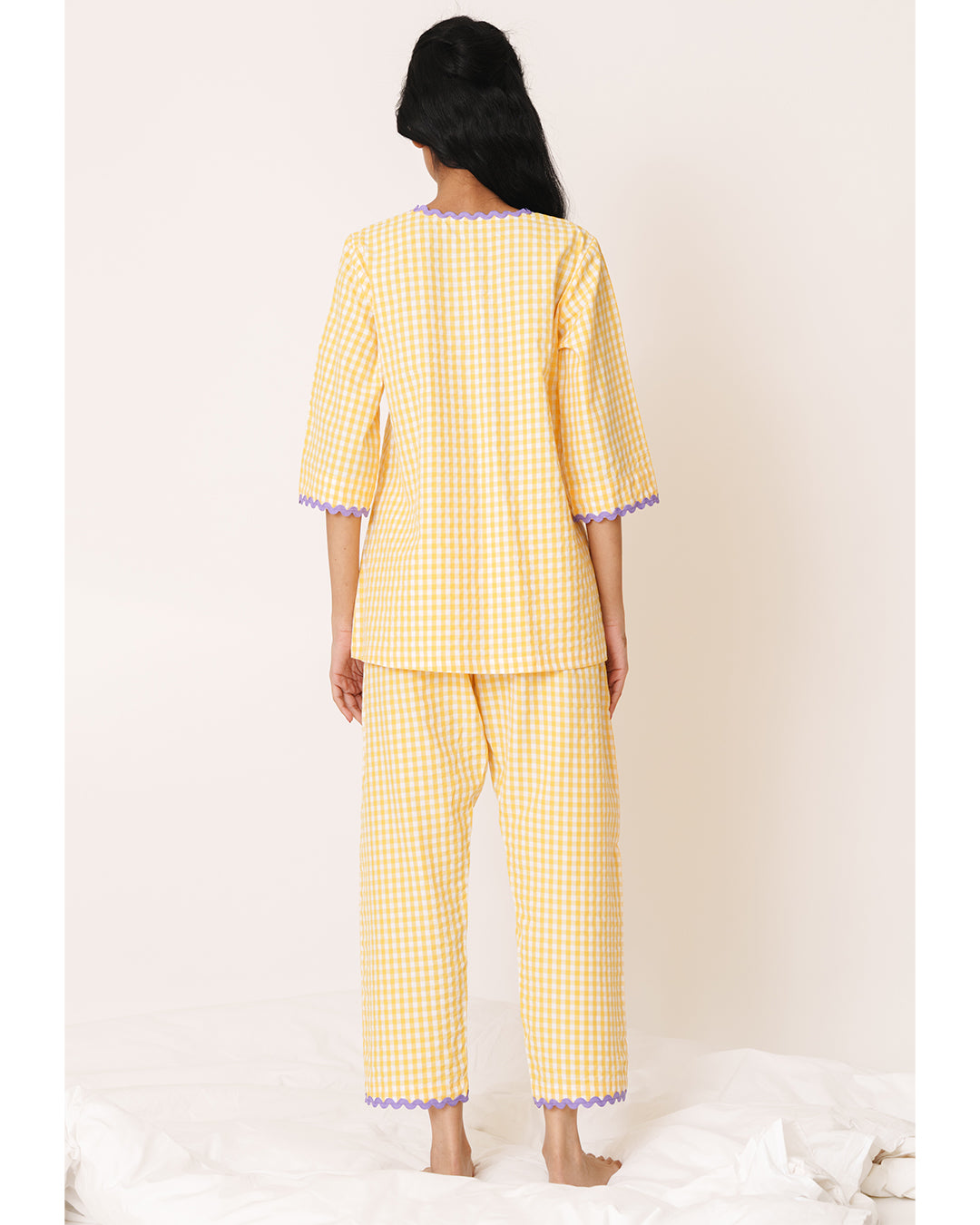 Sunwarm - Charm Set <br> Women’s Cotton Gingham Wrap Pajama Set