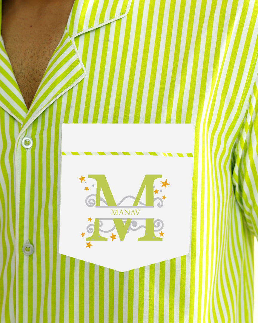 Applemint Embroidered Cotton Notched Pyjama Set