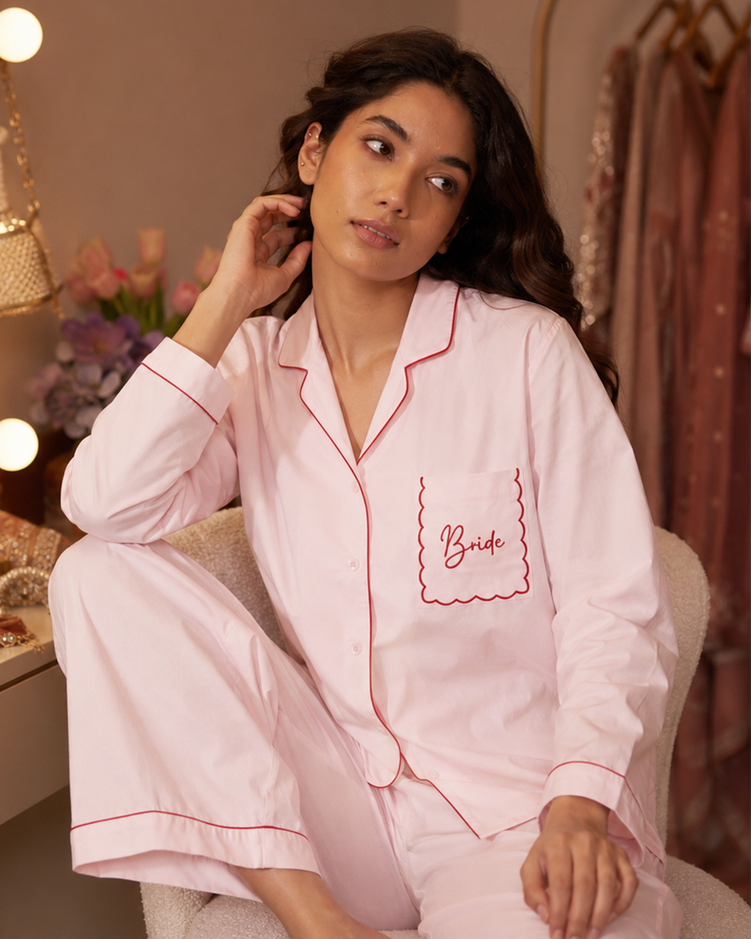 Bridal Siesta Embroidered - Everyday Set <br> Women Cotton Notched Pajama Set