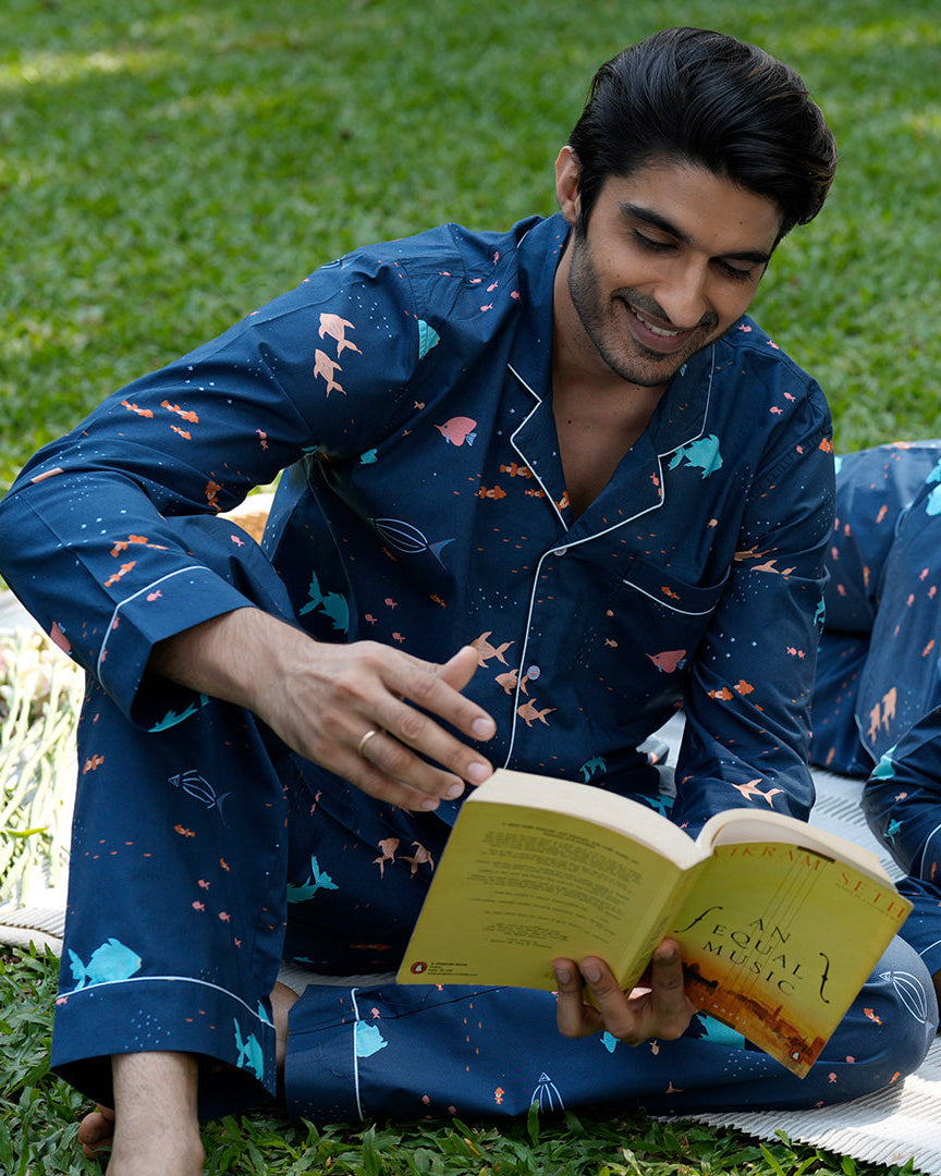 Deep Dive - Everyday Set<br>Men's Cotton Notch Collar Pajama Set