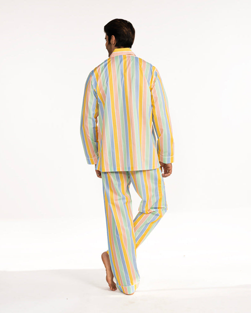 Pastel Paradox - Everyday Set<br>Men's Cotton Notch Collar Pajama Set