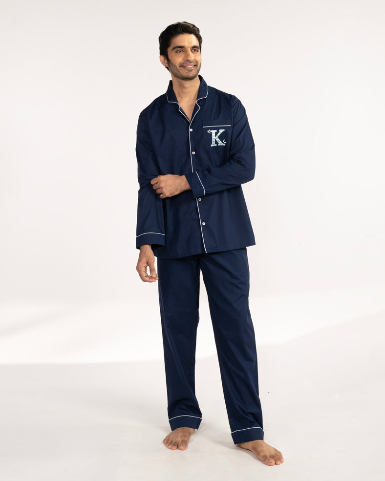 Blue Lagoon - Everyday Set<br>Men's Cotton Notch Collar Pajama Set