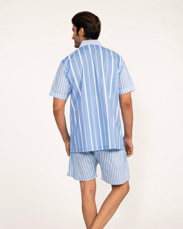 Oceanbreeze - Everyday Easy Set<br>Men’s Cotton Notch Collar Shorts Set
