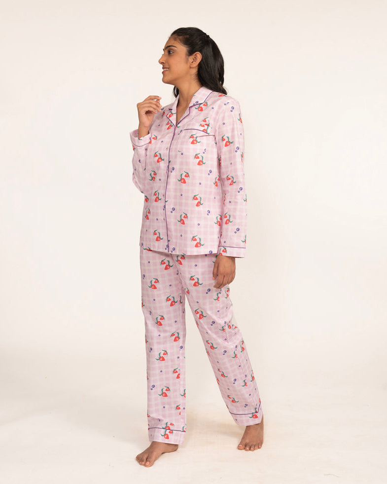 Berry Patch Cotton Notched Collar Pyjama Set