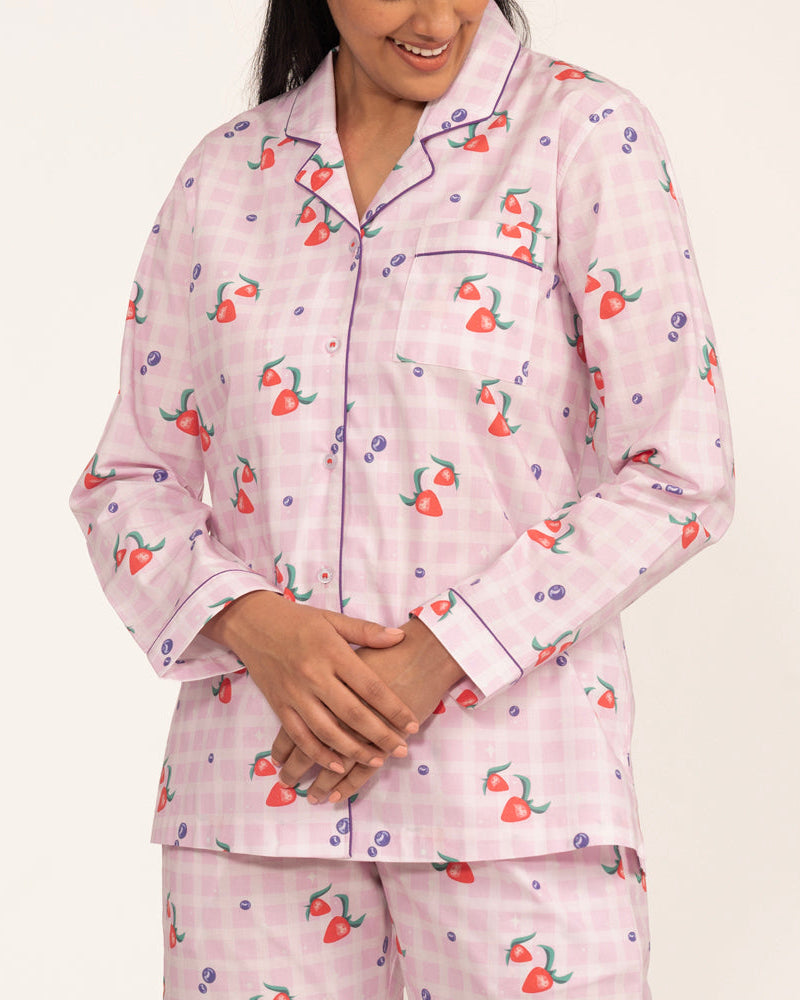 Berry Patch Cotton Notched Collar Pyjama Set