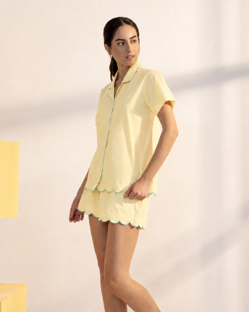 Soft Ease Set<br>Women's Cotton Scalloped Shorts Set