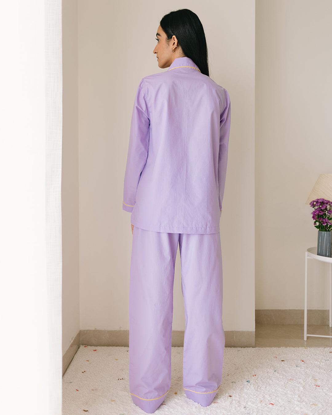 Embroidered Posie Periwinkle - Everyday Set <br> Women Cotton Notched Pajama Set