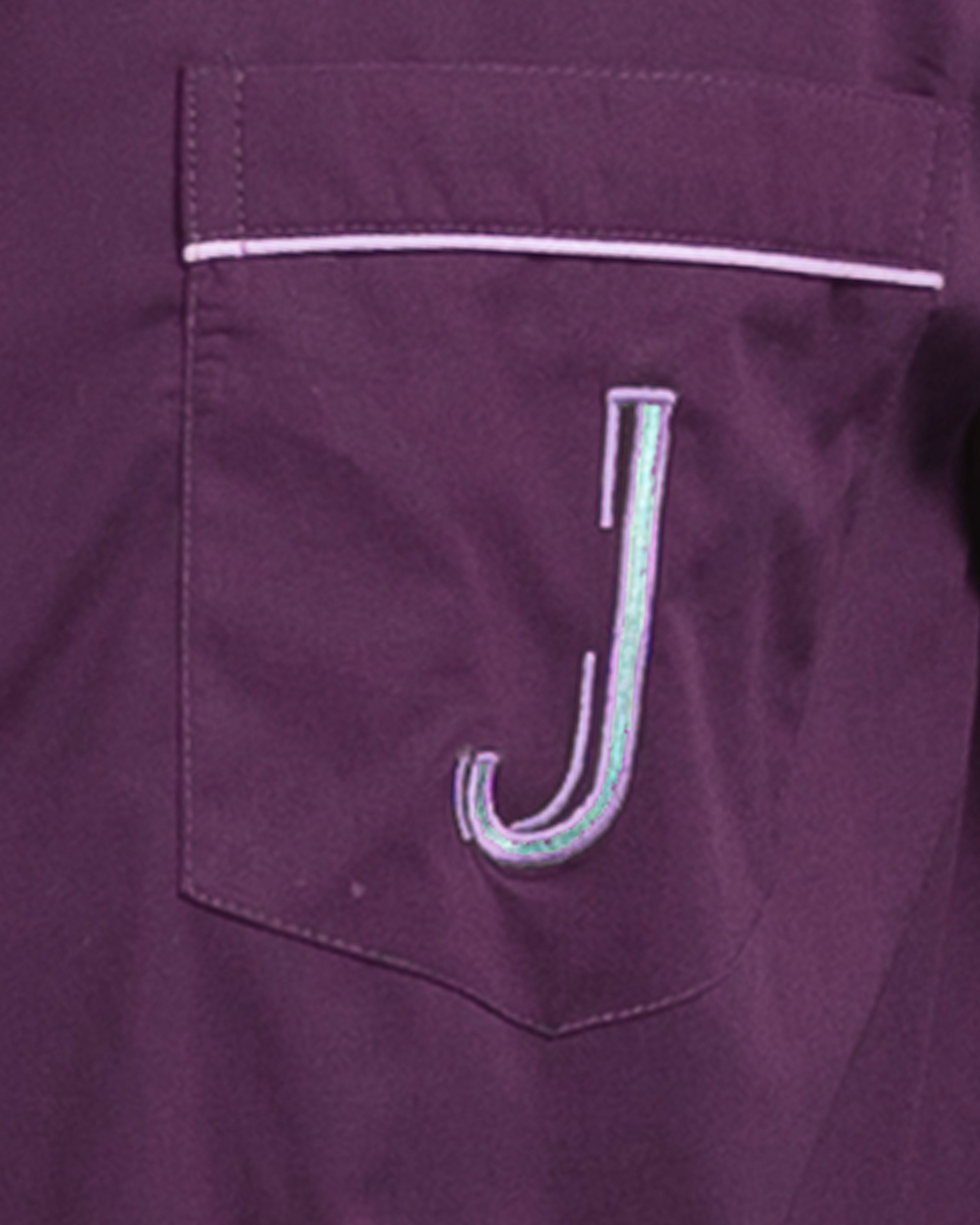 Mulberry Wine Embroidered Notched Pyjama Set - Men