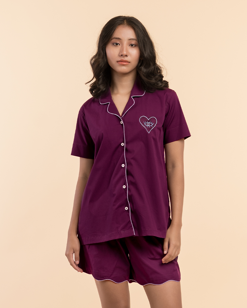 Mulberry Wine Curvy Shorts Set