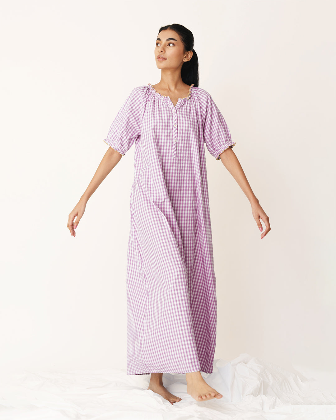 Soft Dusk - Everyday Sleep Dress <br> Women’s Cotton Gingham Sleep Nighty