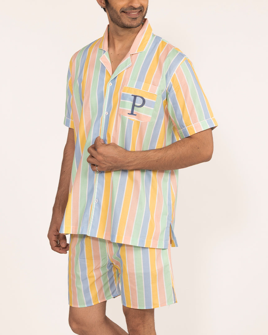 Pastel Paradox Cotton Notched Shorts Set