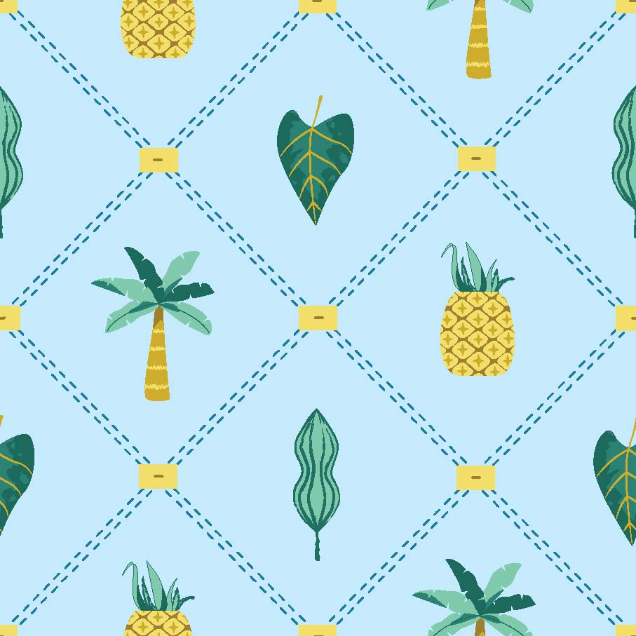 Pineapple Palms Embroidered T-shirt & Pyjama - men