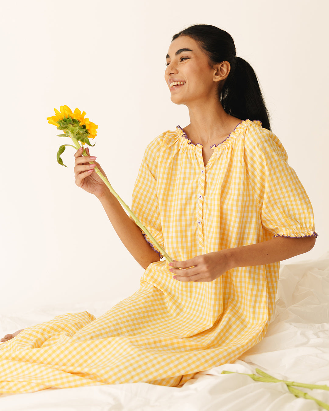 Sunwarm - Everyday Sleep Dress <br> Women’s Cotton Gingham Sleep Nighty