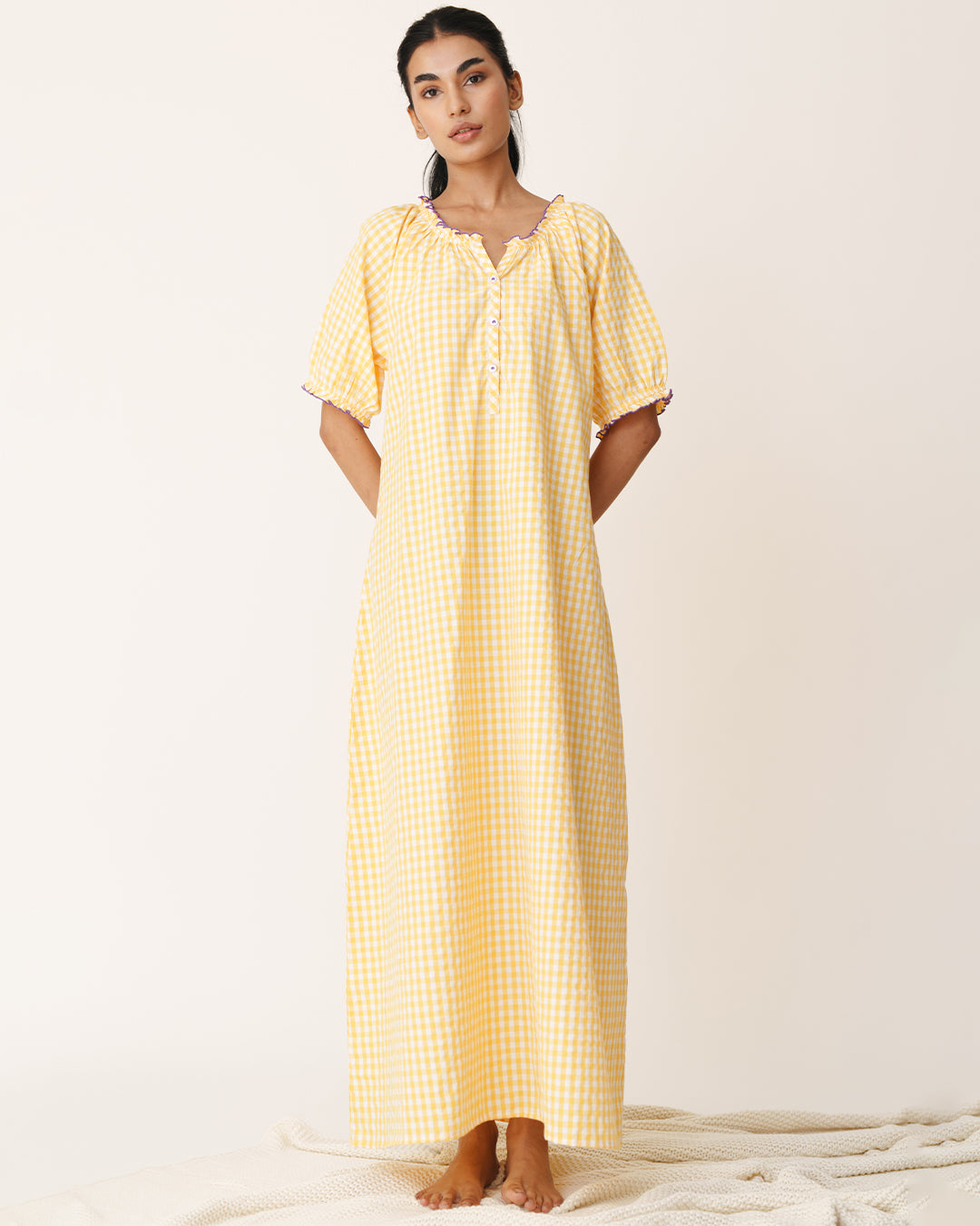 Sunwarm - Everyday Sleep Dress <br> Women’s Cotton Gingham Sleep Nighty