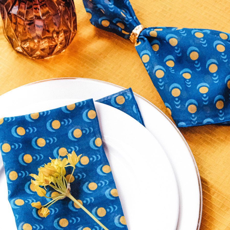 Midnight Marigold Dinner Napkin : Set of 4