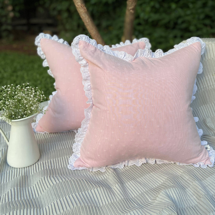 Dandelion - Light Pink- Amaranth - Cushion- Woven printed fabric