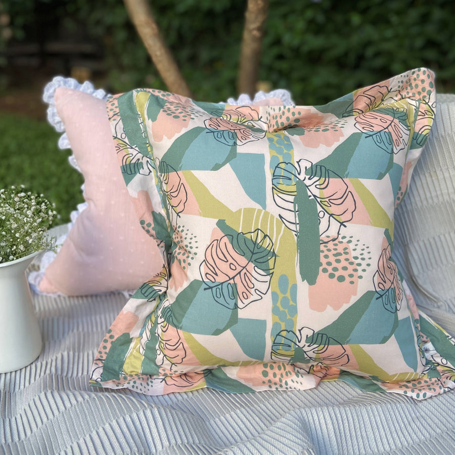 Dandelion -Tropical - Blush Pink - Cushion- Woven printed fabric