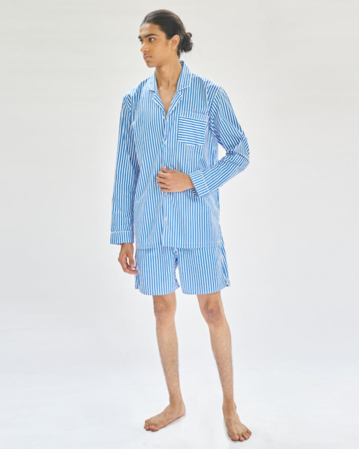 Floaty Sky Cotton Notched Shorts Set