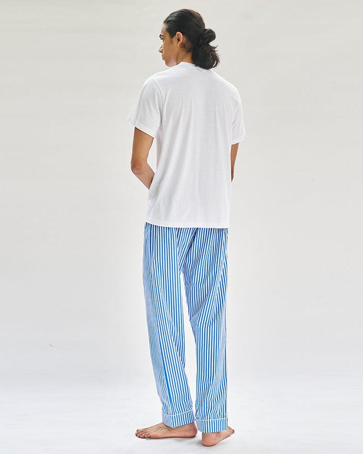 Floaty Sky Embroidered T-shirt & Cotton Pyjama For Men's