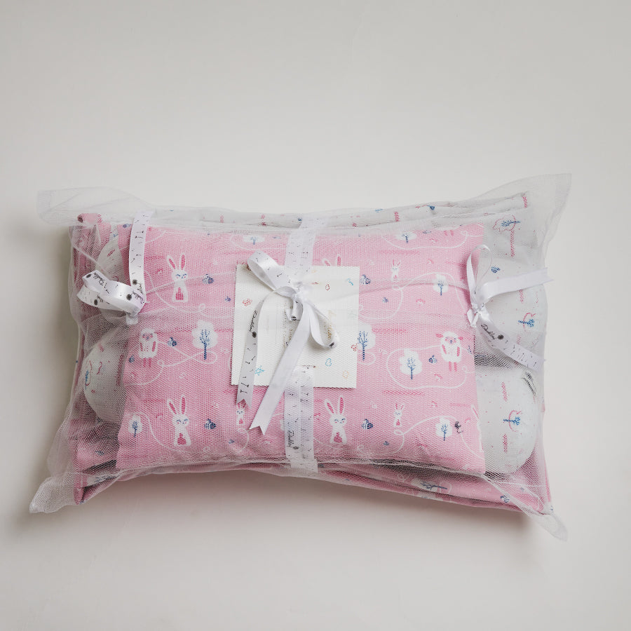 Soft double layered cotton coverlet bundle, baby pillow,