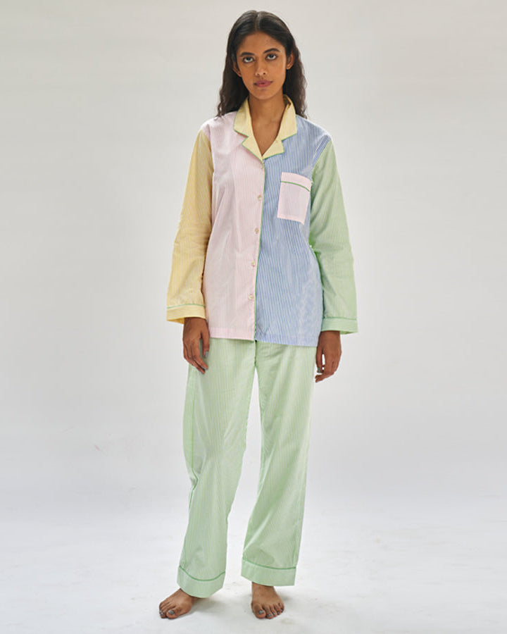 Many Moods Cotton Notched Collar Pyjama Set - Women