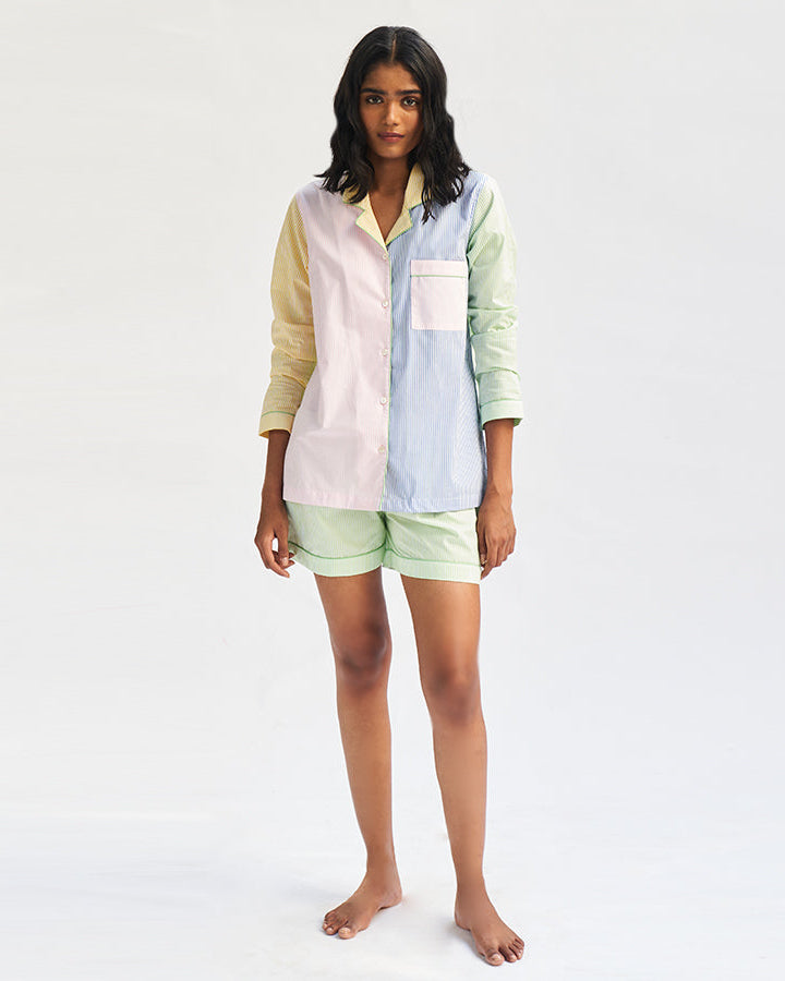 Many Moods Cotton Notched Shorts Set