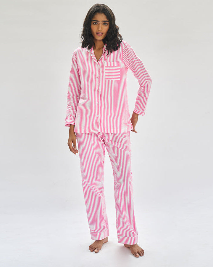 Morganite Cotton Notched Collar Pyjama Set