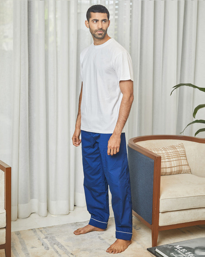 Midnight Blue Cotton Pyjama & T-shirt
