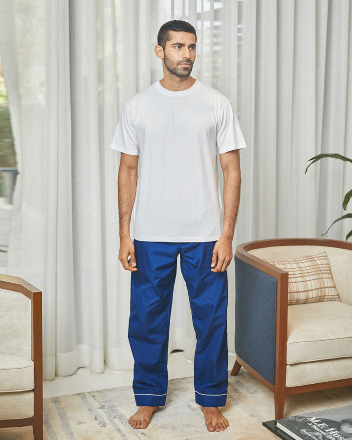 Midnight Blue Cotton Pyjama & T-shirt