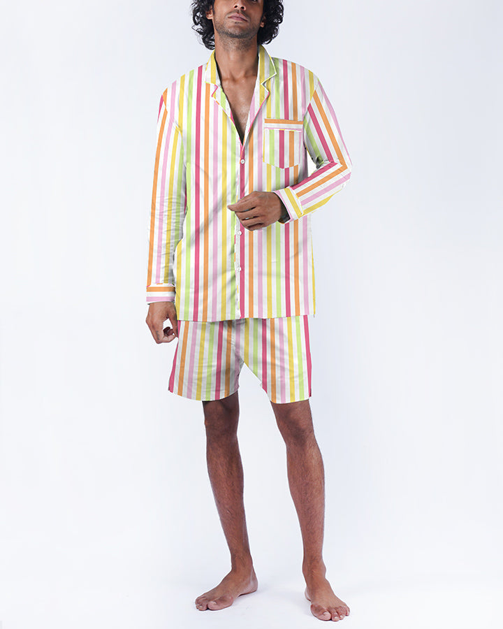 Dandelion-Pastel Multicolour -Cotton-Multi Stripe- Candy Stripe- Shorts Set