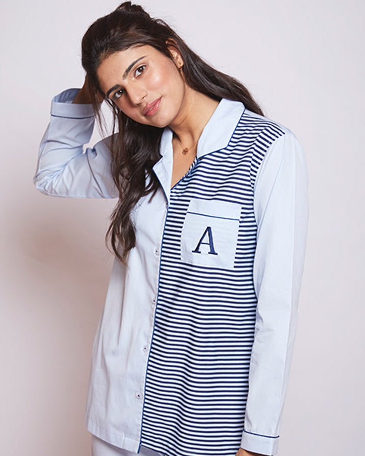 Cool Mint Cotton Notched Collar Pyjama Set