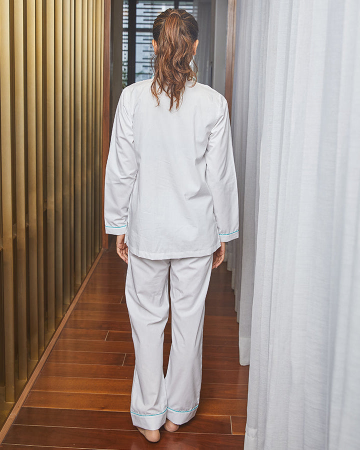 Dandelion - White - Solid Plain Cotton - Sweater Letters - Pajama Set