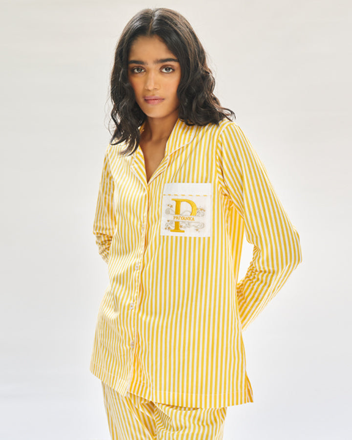 Sunray - Everyday Set<br>Women’s Embroidered Cotton Notch Collar Pajama Set