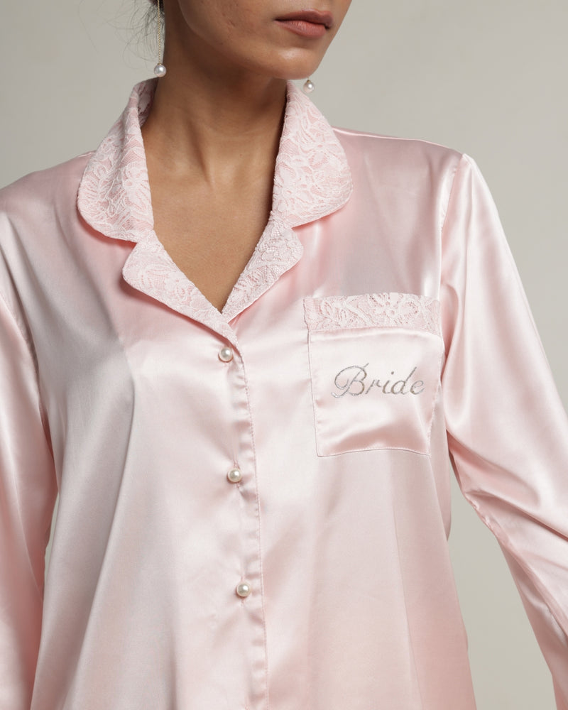 Bridal Ivory Pearl Satin Relaxed Pyjama Set