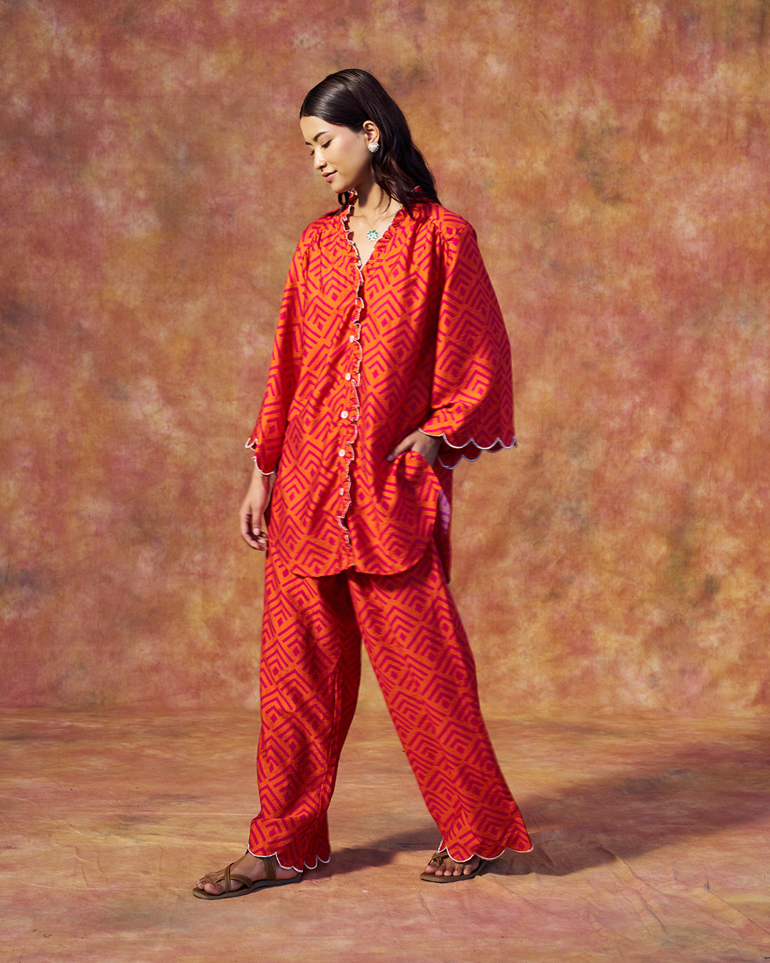 Leher Set <br> Ruffle Tunic Set