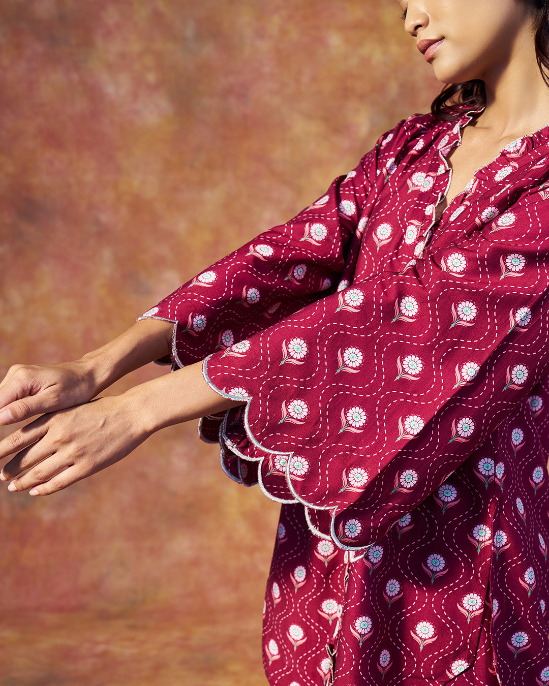 Leher Set <br> Ruffle Tunic Set