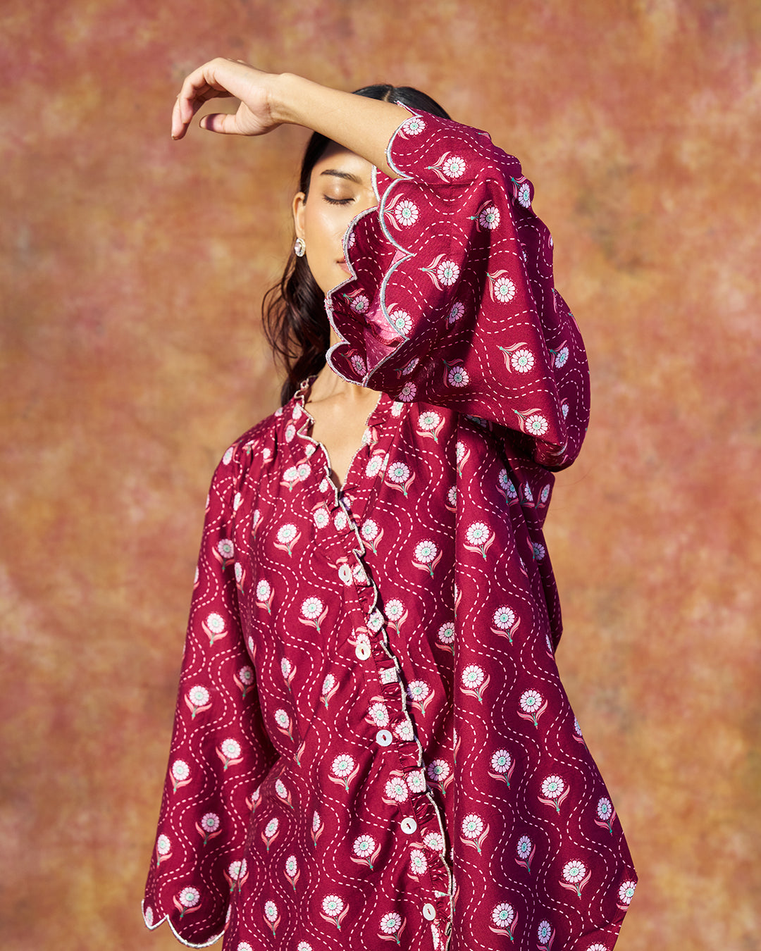 Leher Set <br> Ruffle Tunic Set