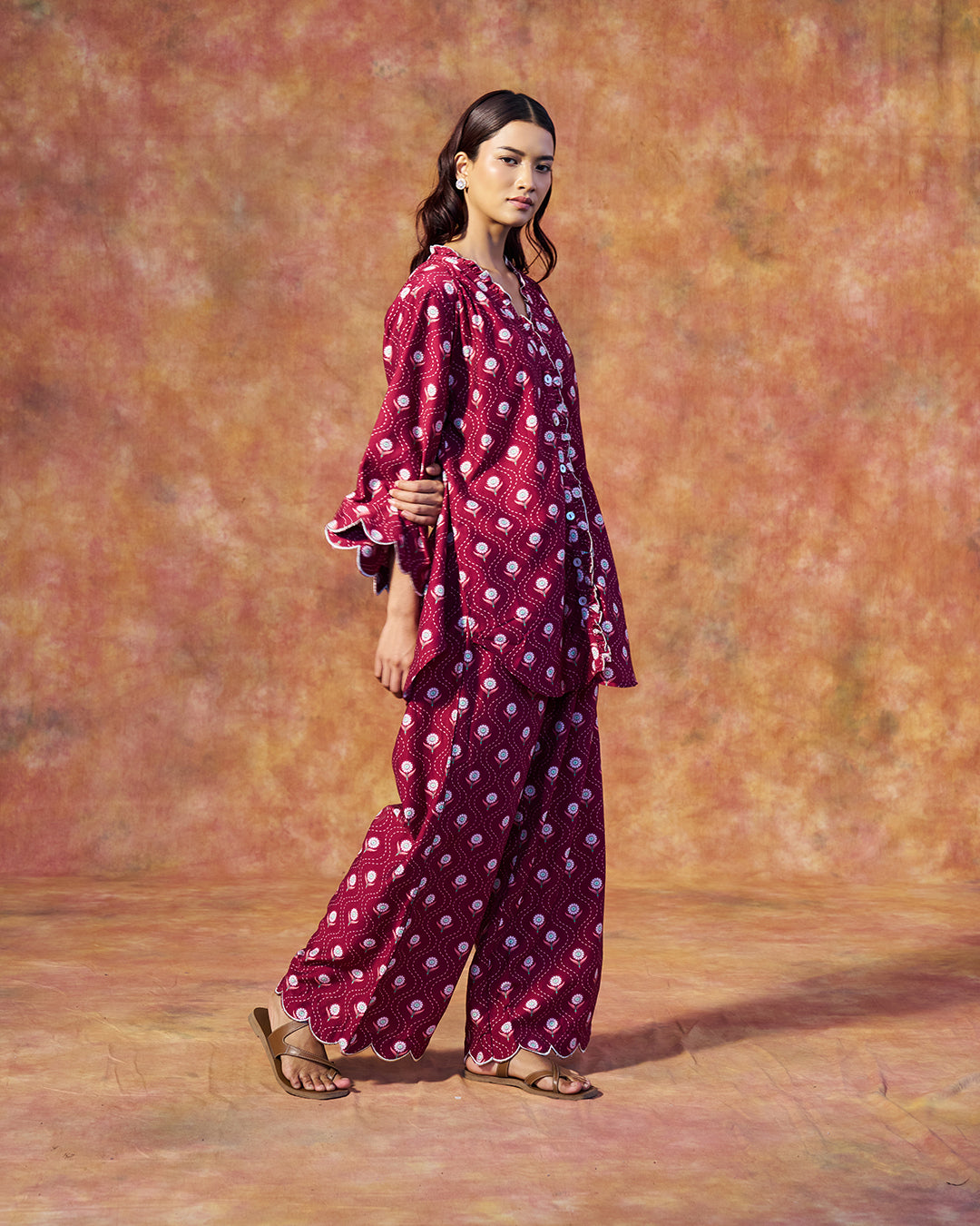 Leher Set <br> Ruffle Tunic Set