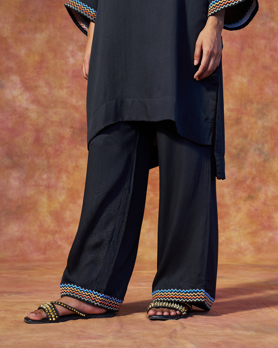 Rumi Set <br> Embroidered Tunic Set with Wide Leg Pants