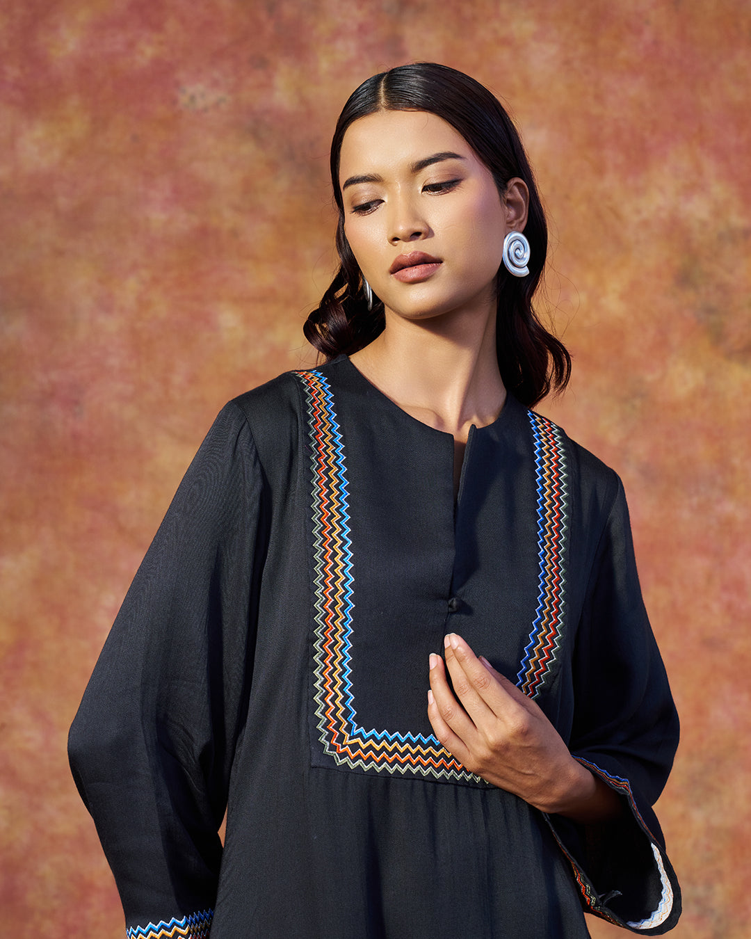 Rumi Set <br> Embroidered Tunic Set with Wide Leg Pants