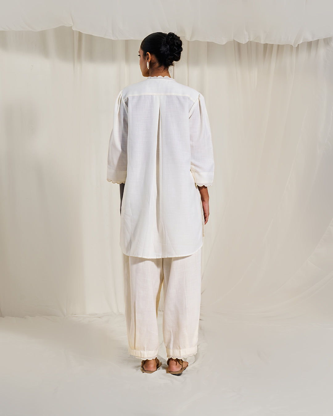 Soft Ivory - Solace Set <br> Women's Tunic Set with Lace Trim