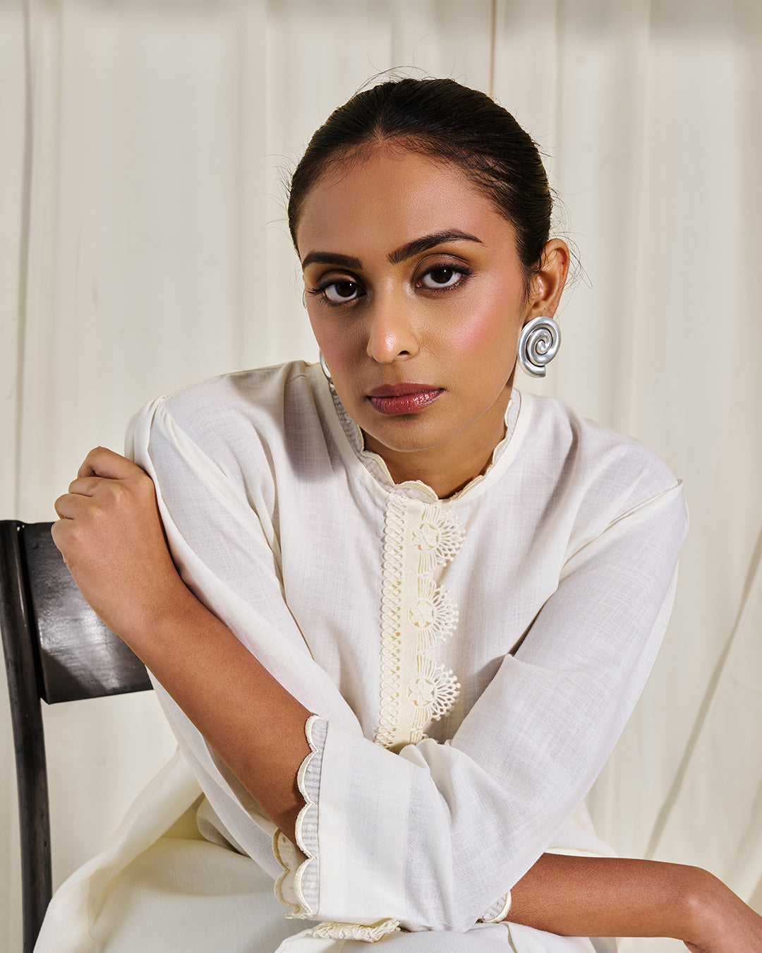 Soft Ivory - Solace Set <br> Women's Tunic Set with Lace Trim