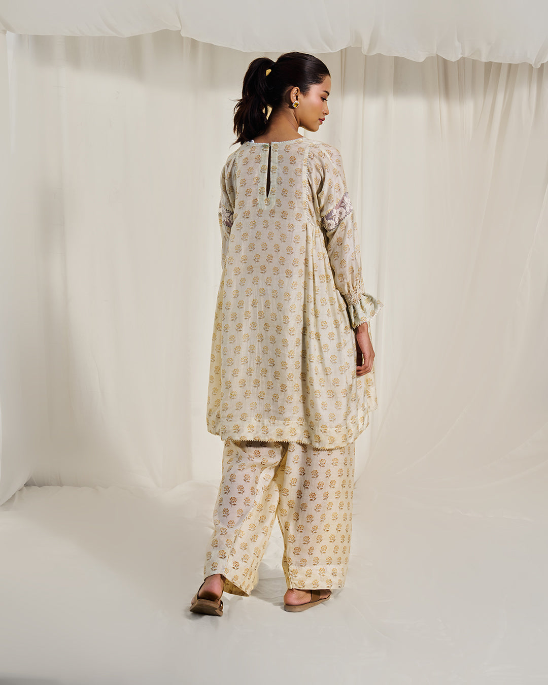Golden Buta – Noor Set <br> Women's Printed Tunic Set with Farsi Pants