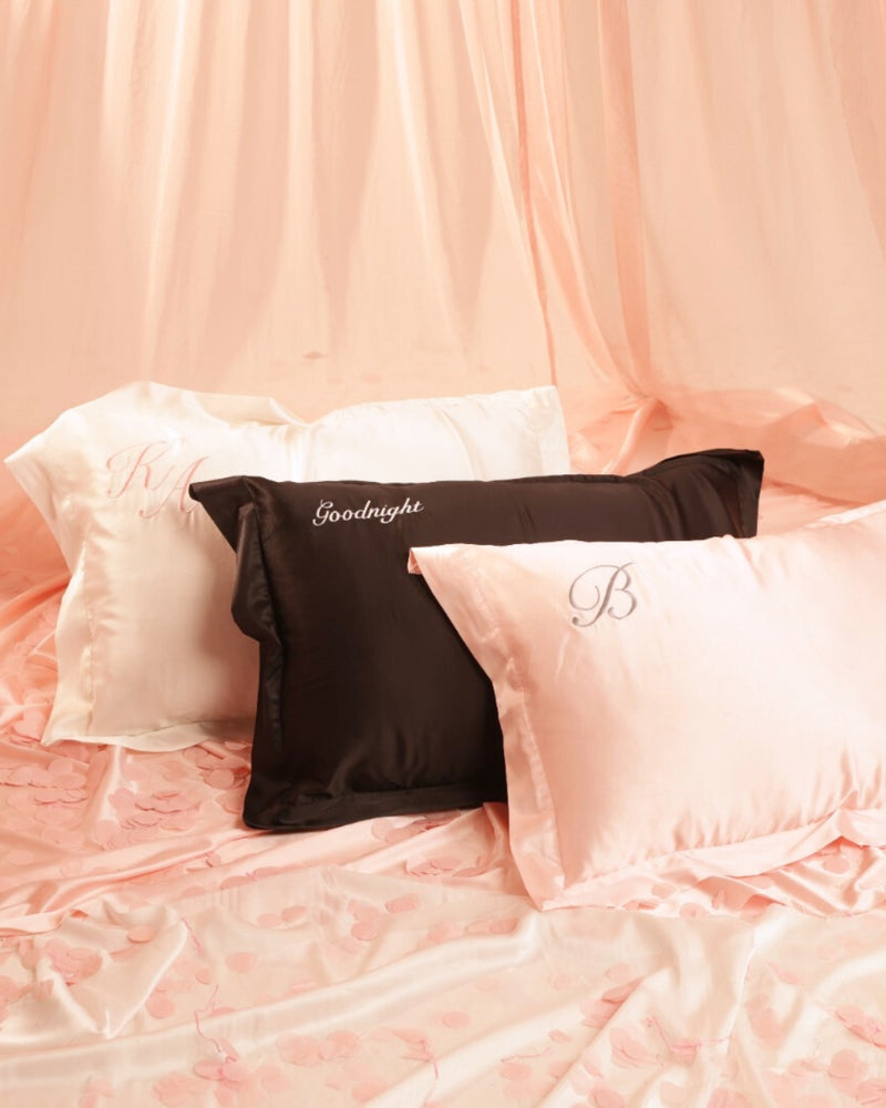Embroidered Satin Pillowcases - Set of 2