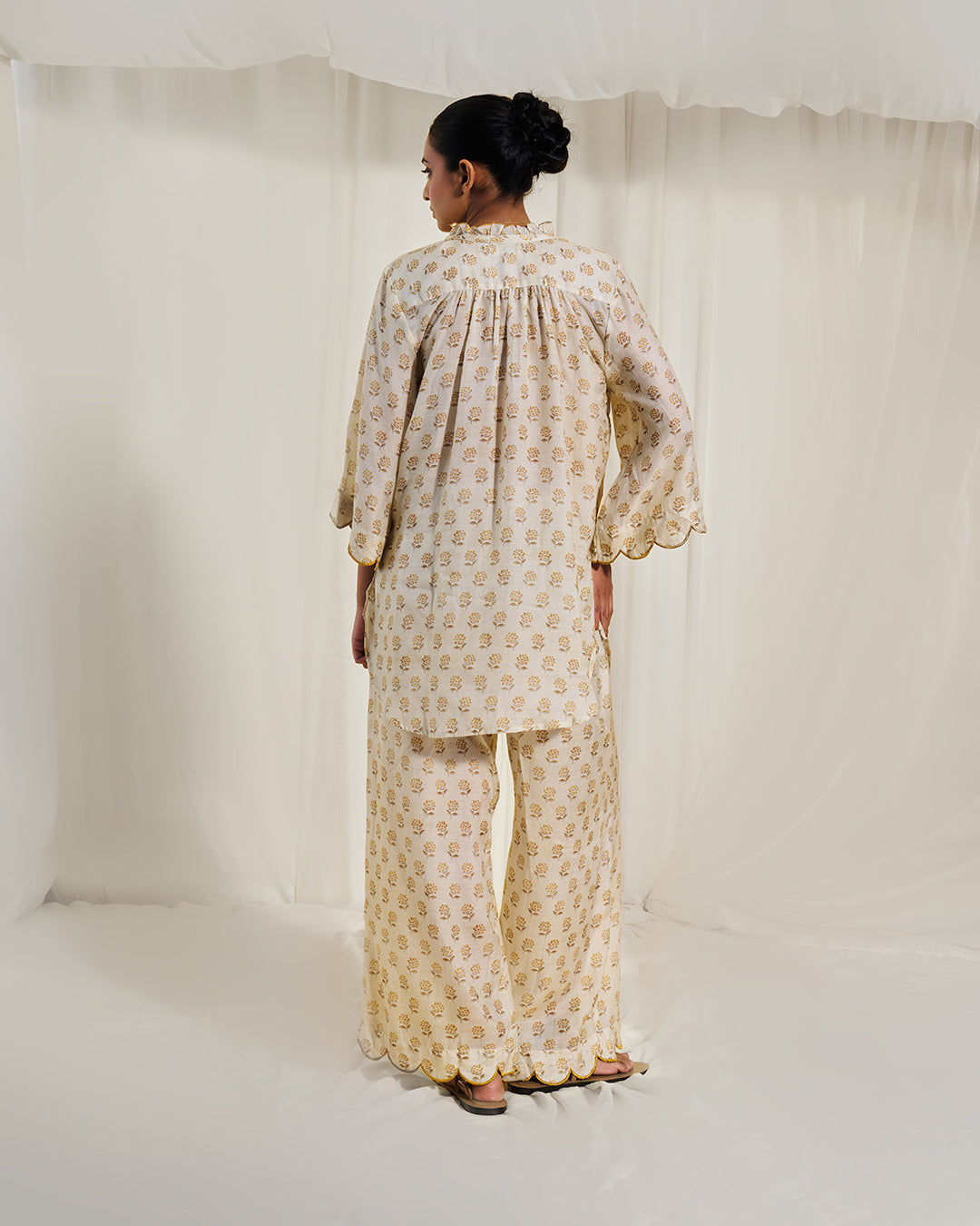 Golden Buta – Meadow Set <br> Women's Printed Ruffle Tunic Set