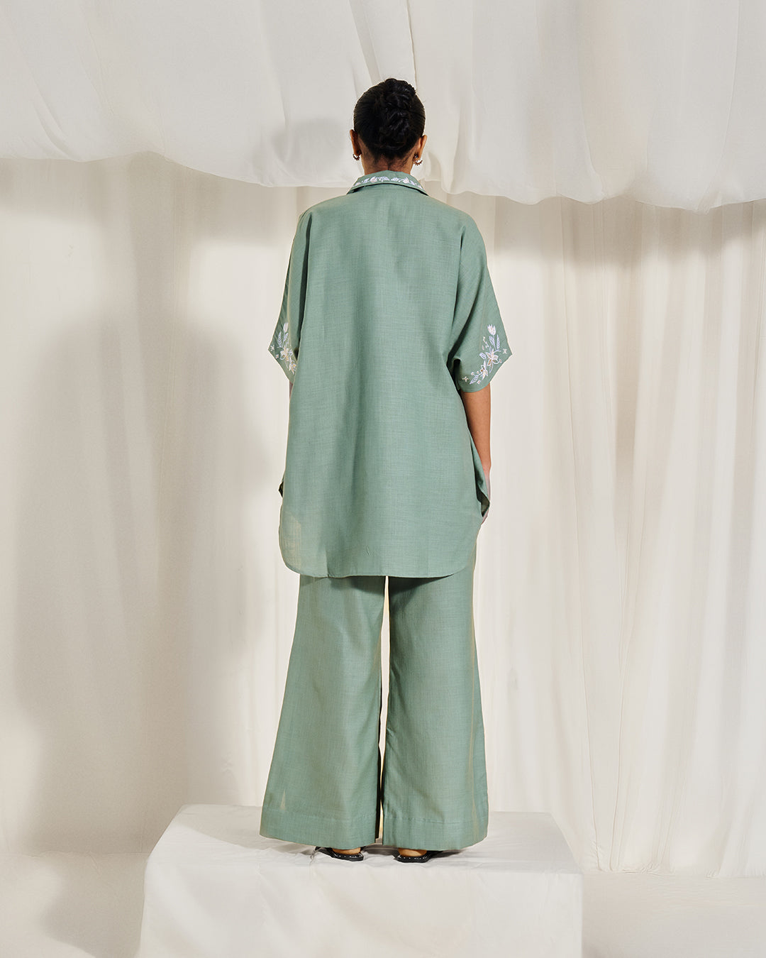 Soft Moss – Muse Set <br> Women's Embroidered Cotton Co-ord Set