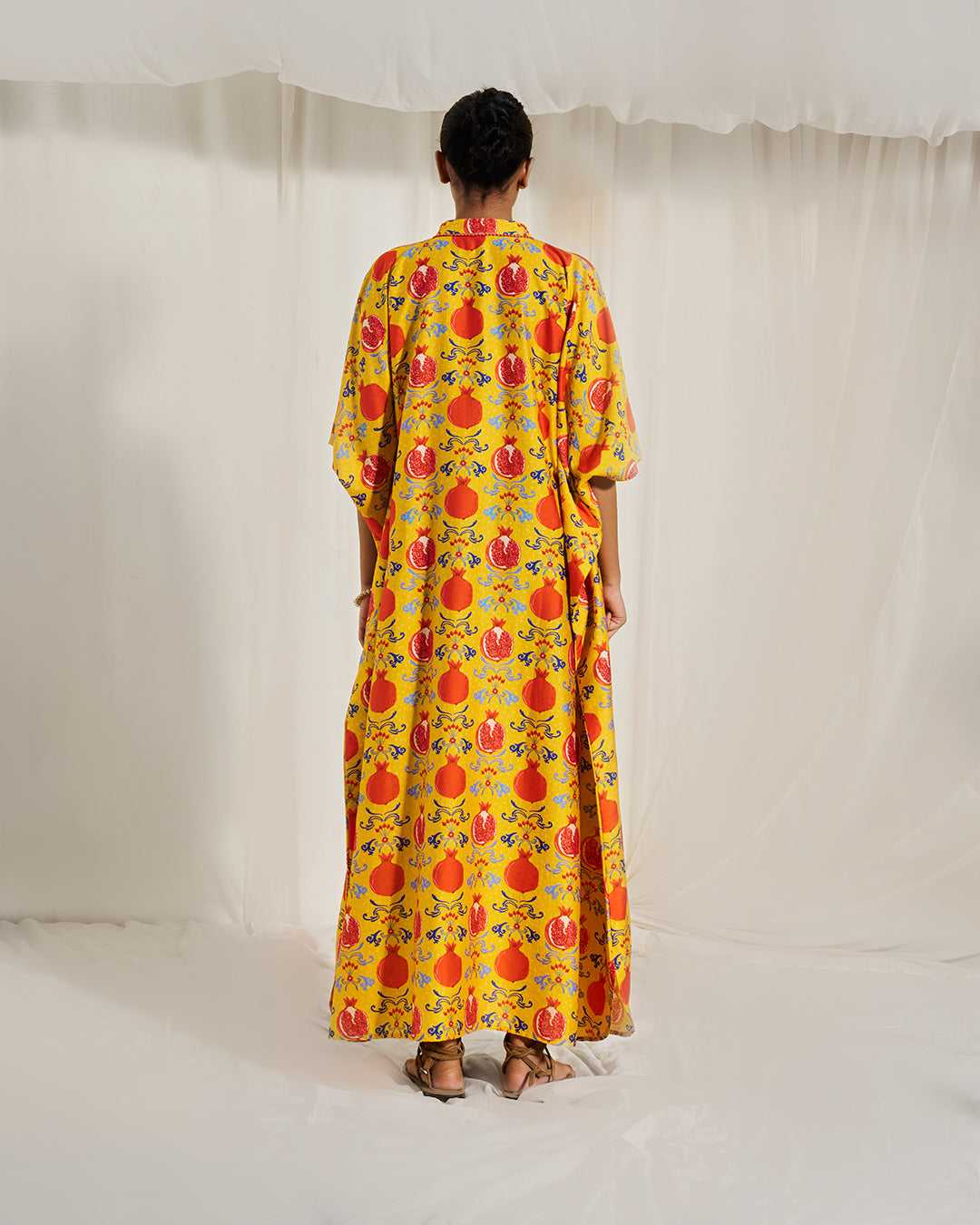 Pomelo Bloom - Serene Kaftan <br> Women's Printed Kaftan with Tassel Neckline