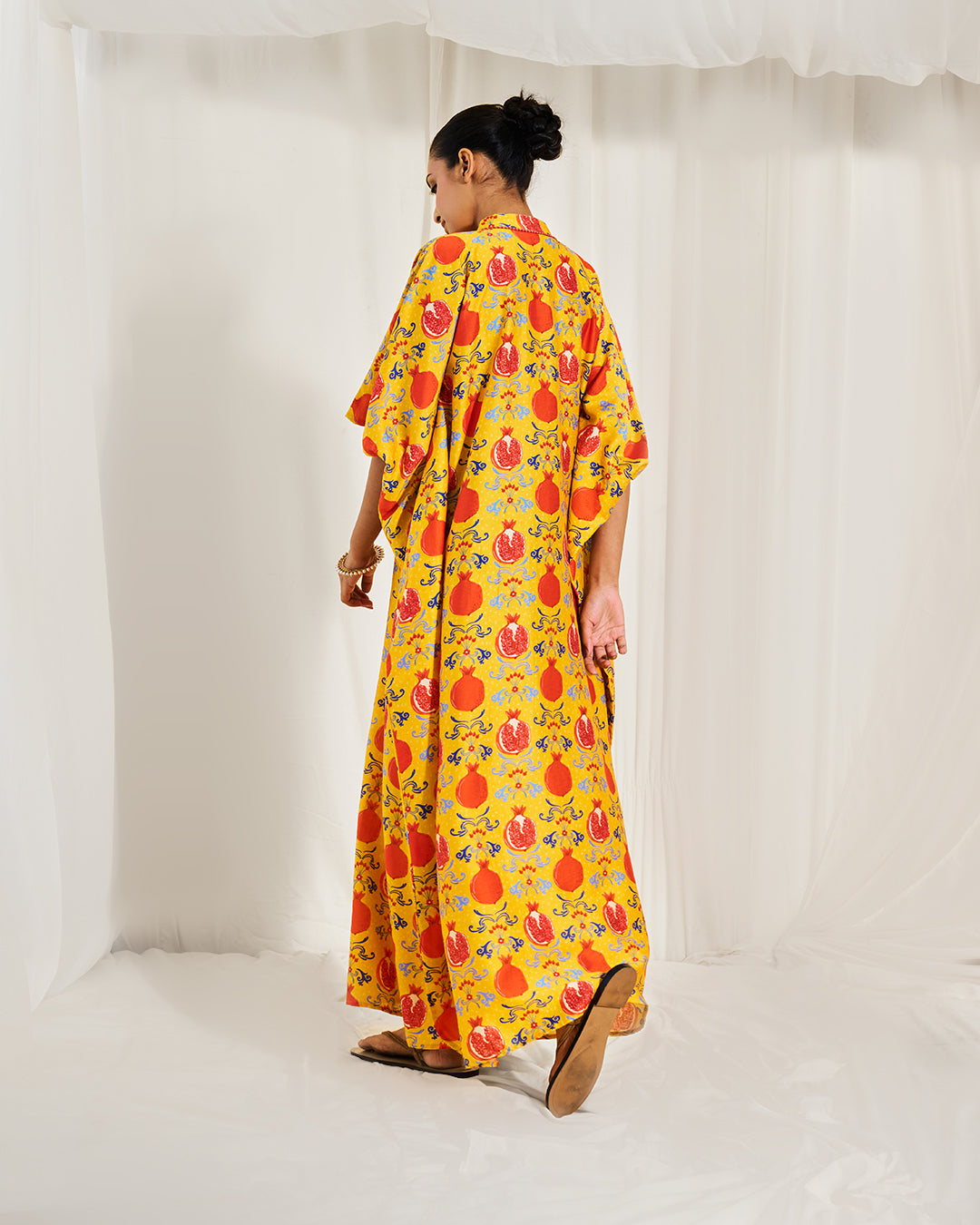 Pomelo Bloom - Serene Kaftan <br> Women's Printed Kaftan with Tassel Neckline