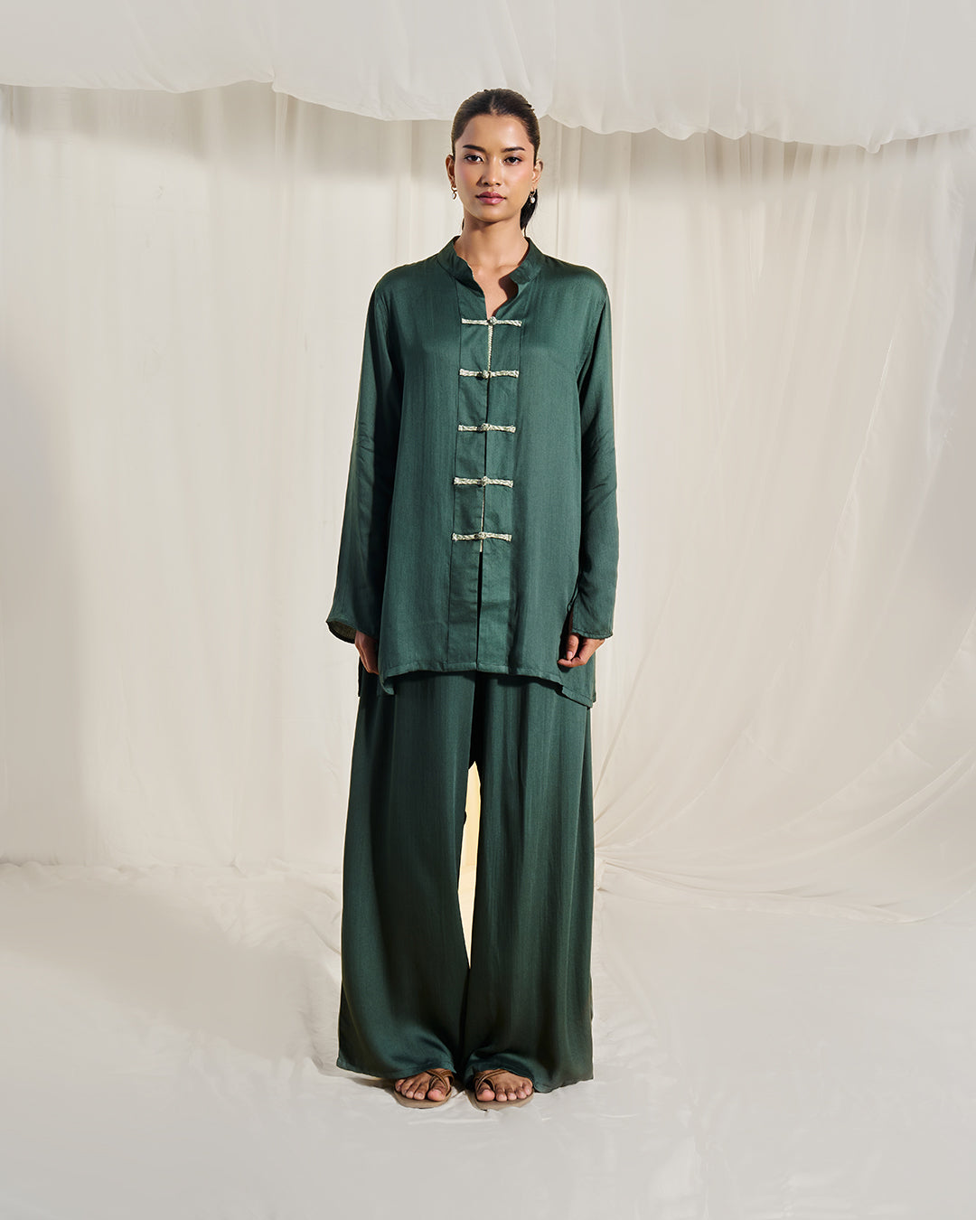 Emerald Grove – Verse Set <br> Women's Mandarin Collar Co-ord Set